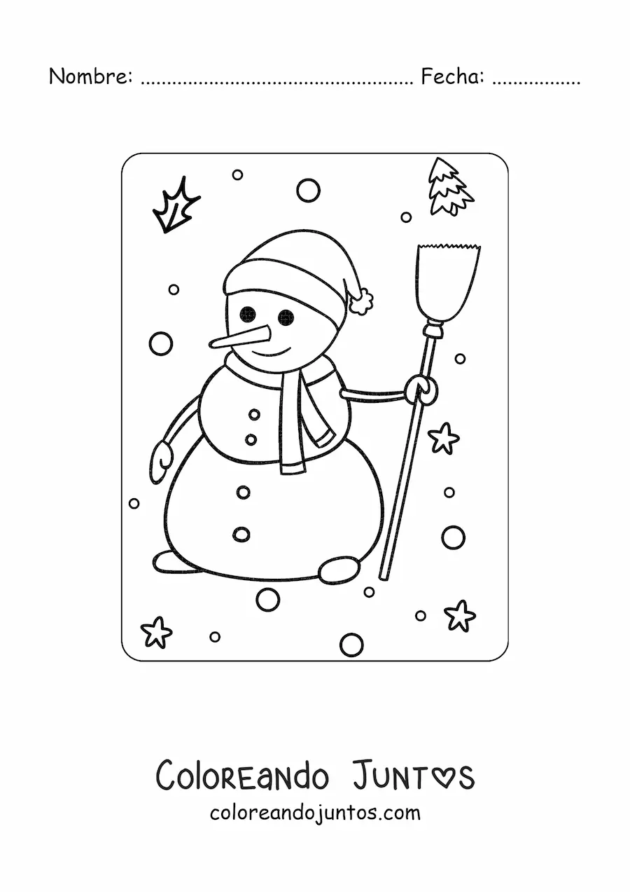 Imagen para colorear de un muñeco de nieve