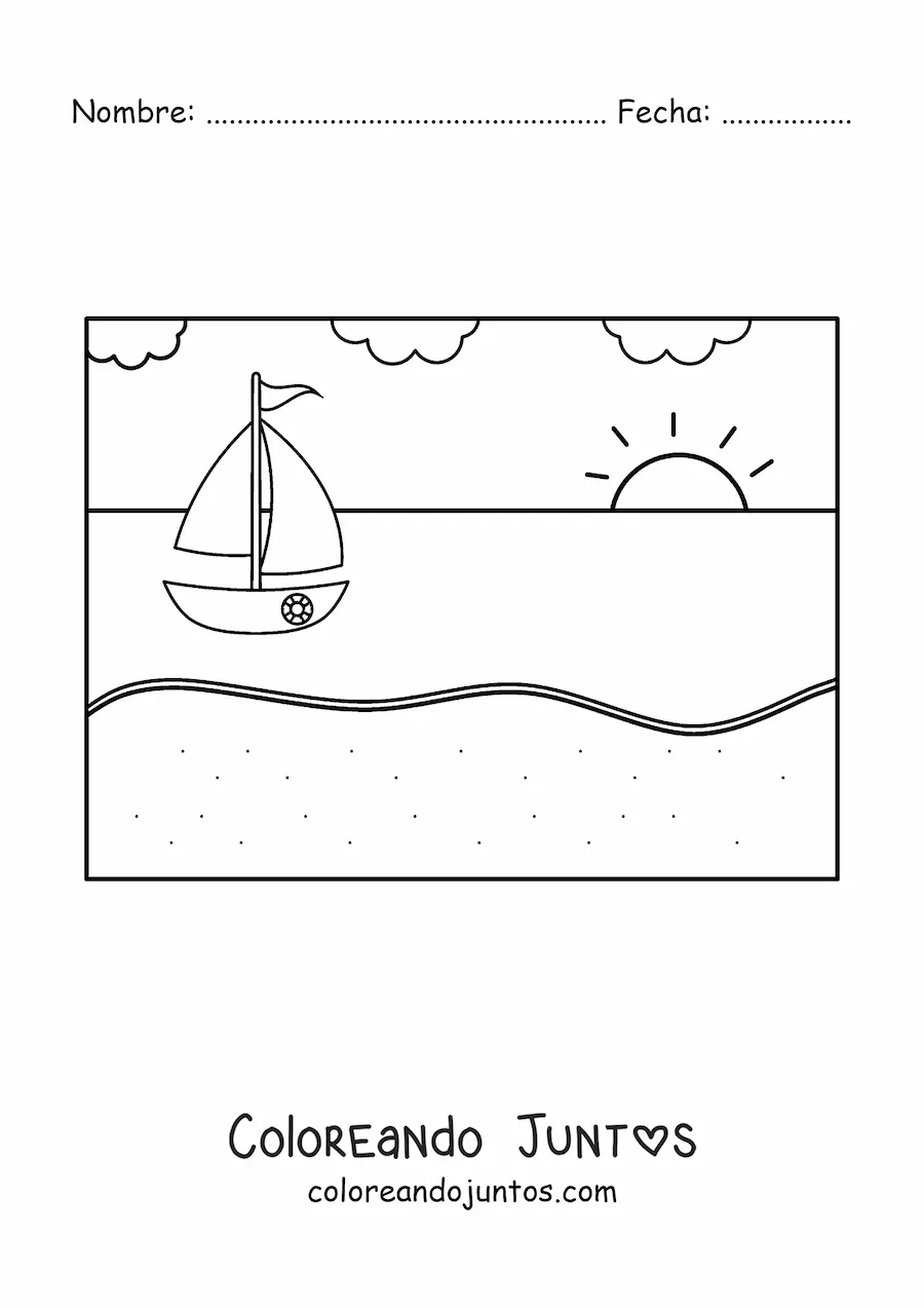 Imagen para colorear de una playa sencilla