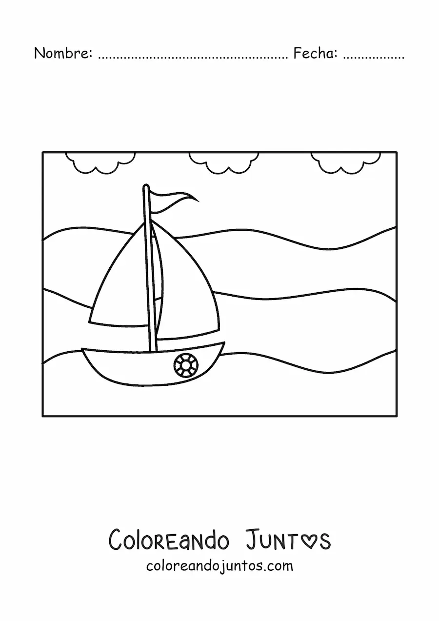 Imagen para colorear de un barco en la playa