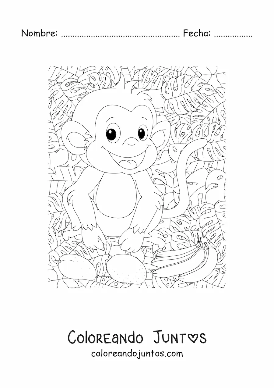 Imagen para colorear de un mono salvaje animado