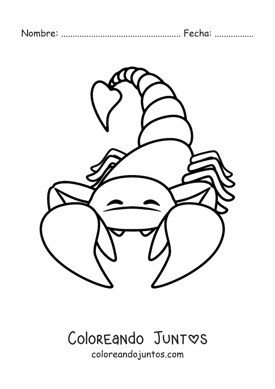 Imagen para colorear de un alacrán del desierto animado