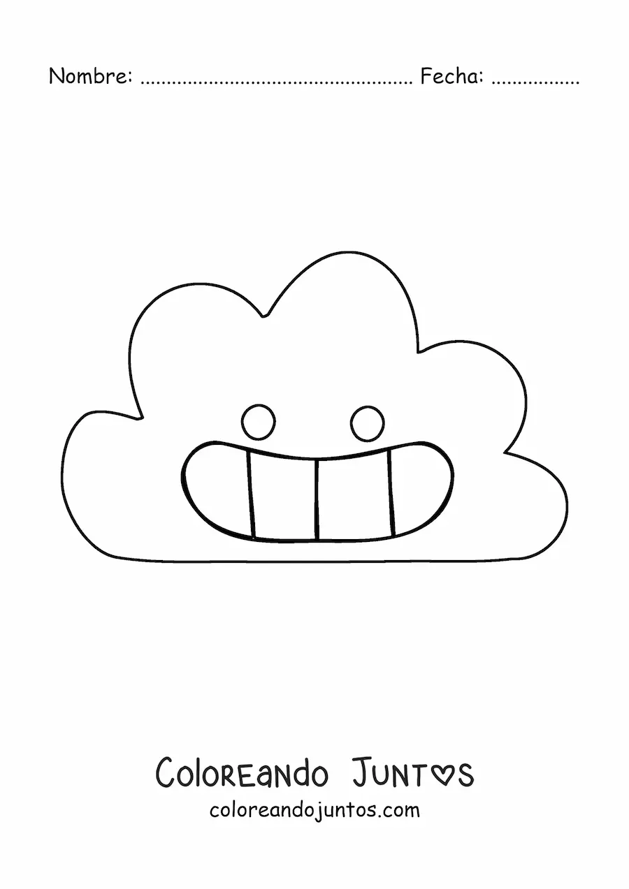 Imagen para colorear de nube animada grande sonriendo