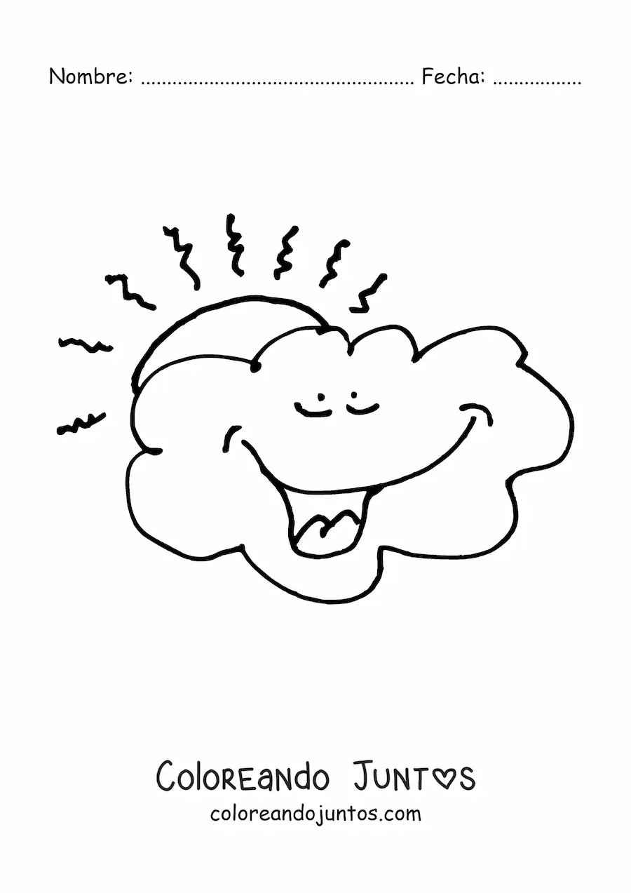 Imagen para colorear de nube animada con sol