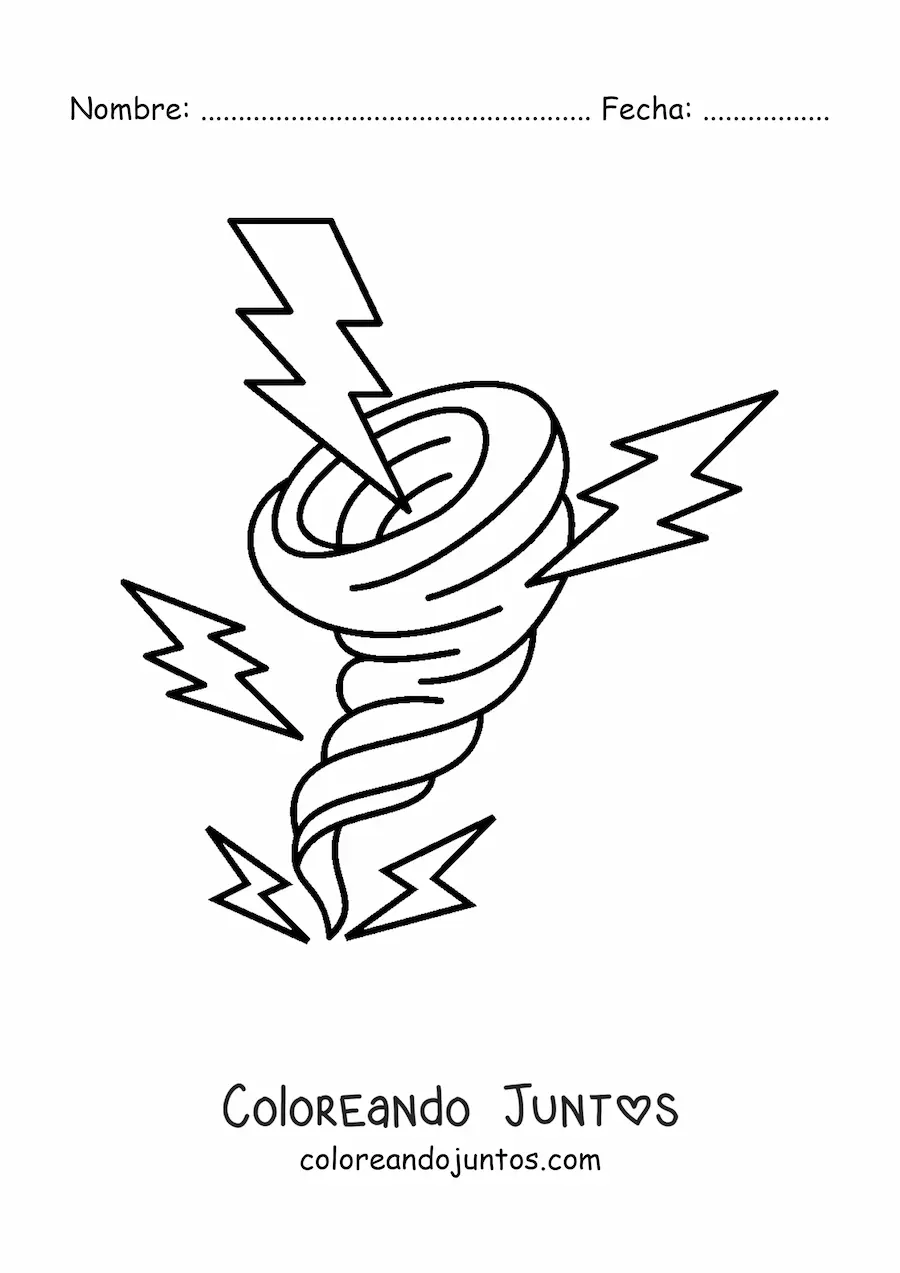 Imagen para colorear de huracán con 5 rayos