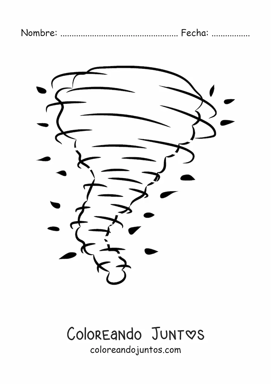 Imagen para colorear de huracán arrastrando hojas de árboles