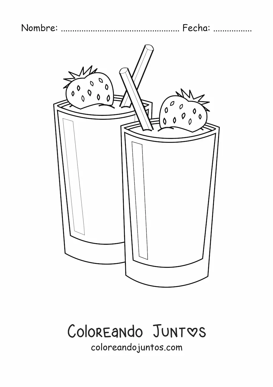 Imagen para colorear de dos malteadas de fresa