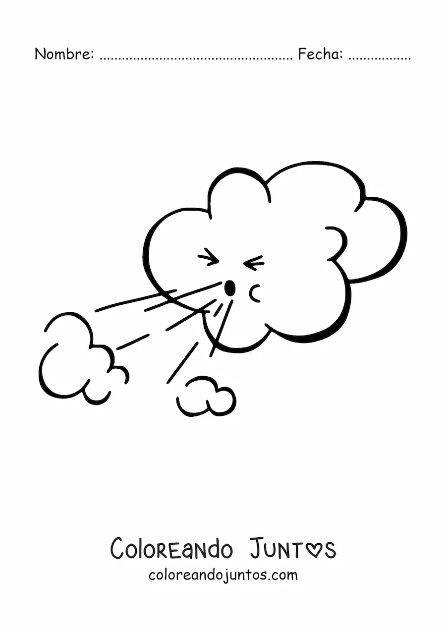 Imagen para colorear de nube soplando viento