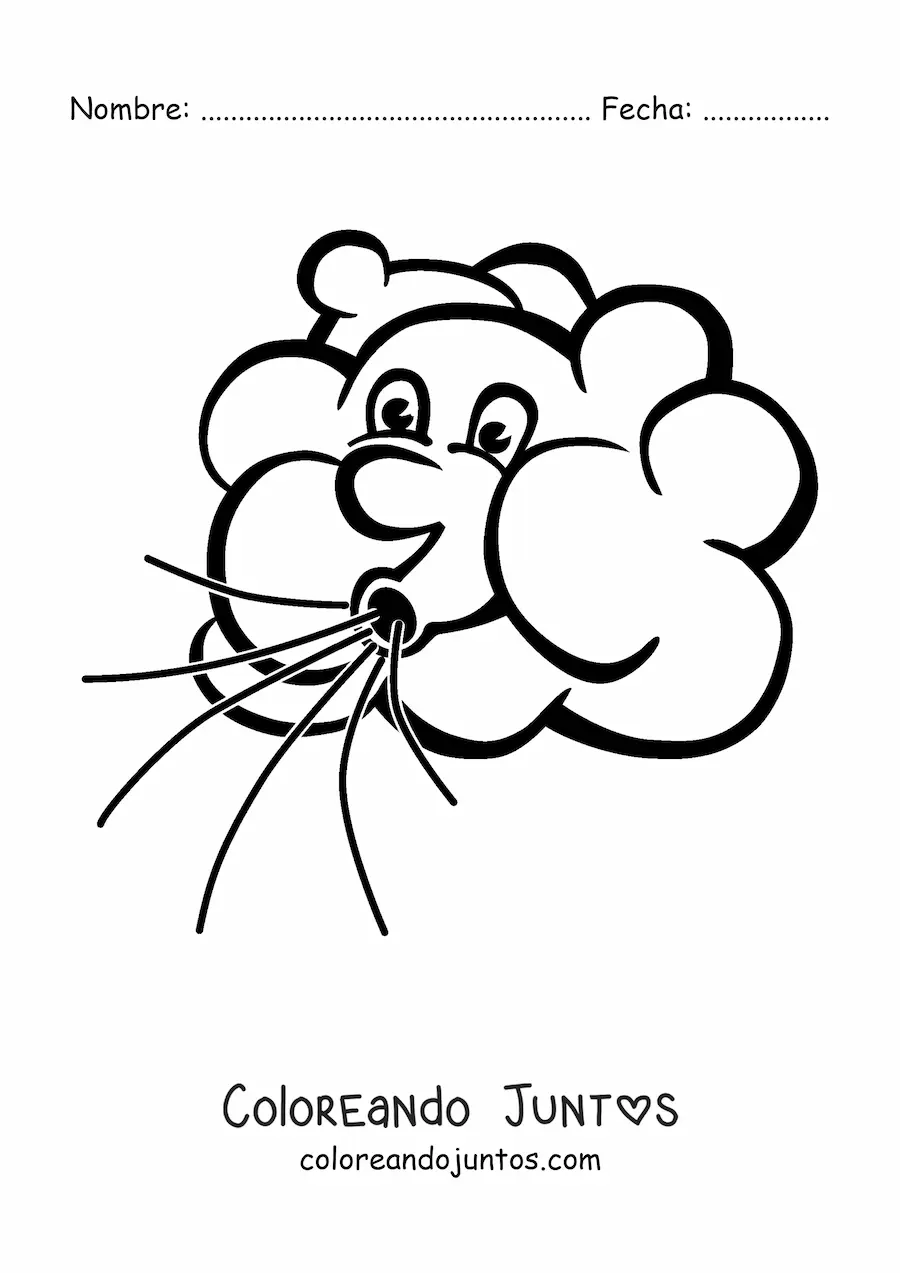 Imagen para colorear de caricatura de nube animada soplando