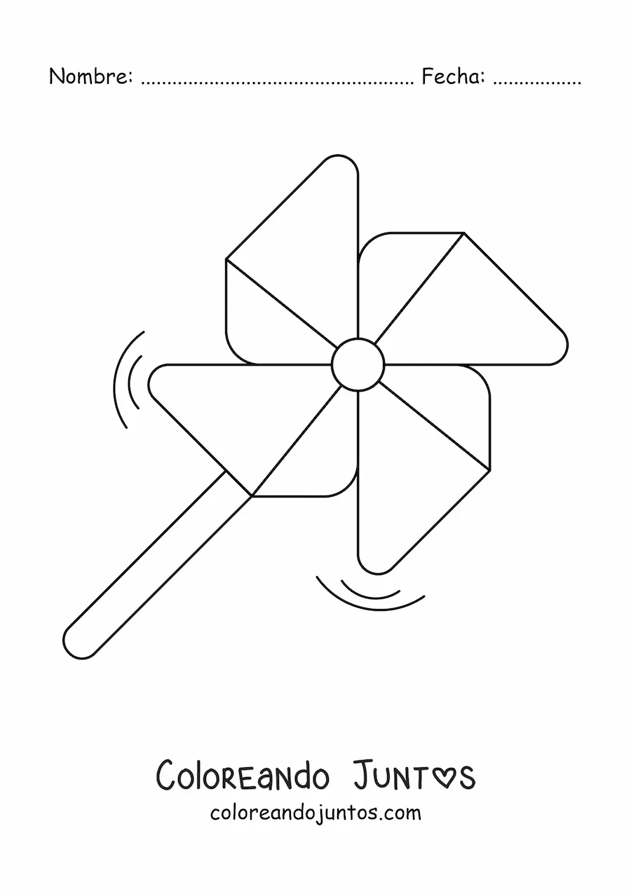 Imagen para colorear de molinillo de viento girando