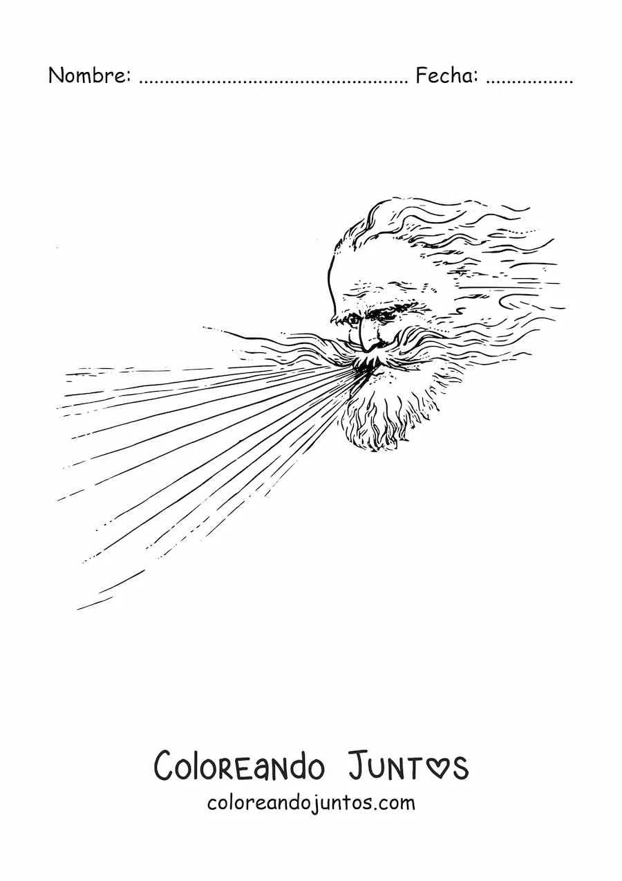 Imagen para colorear de dios del viento soplando