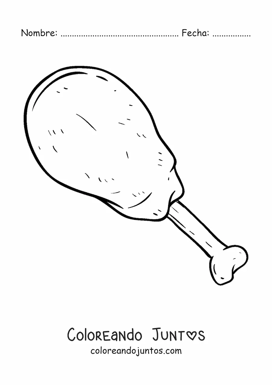 Imagen para colorear de un muslo de carne de pollo