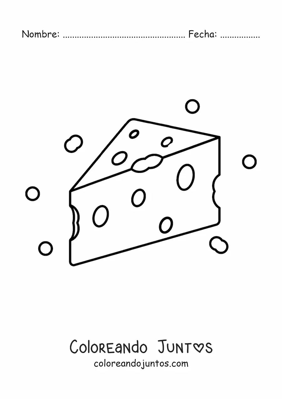 Imagen para colorear de un queso de tipo gruyere