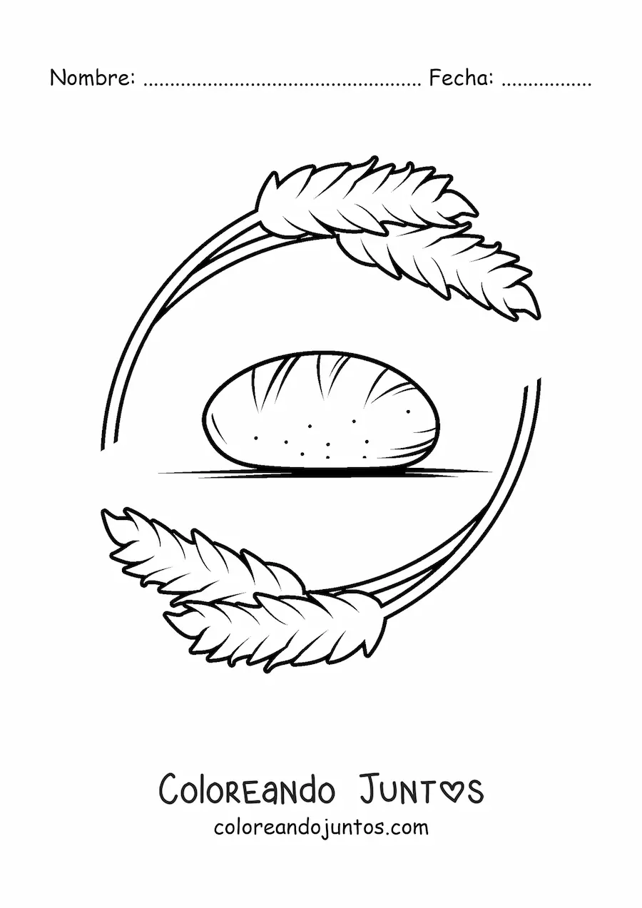 Imagen para colorear de un trozo de pan de harina de trigo