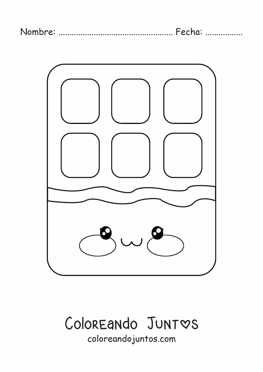 Imagen para colorear de una barra de chocolate kawaii