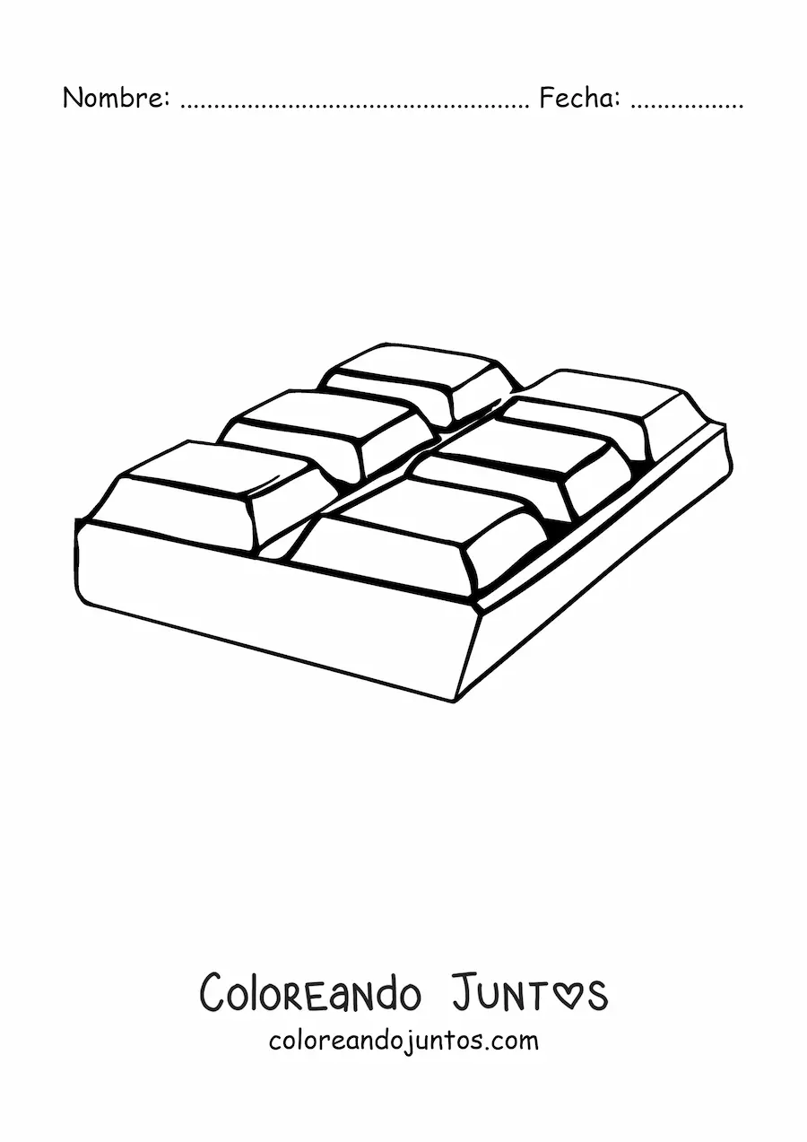 Imagen para colorear de una tableta de chocolate