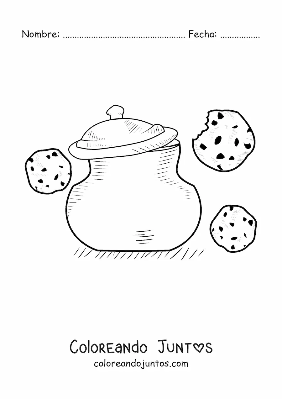 Imagen para colorear de unas galletas con chispas de chocolate