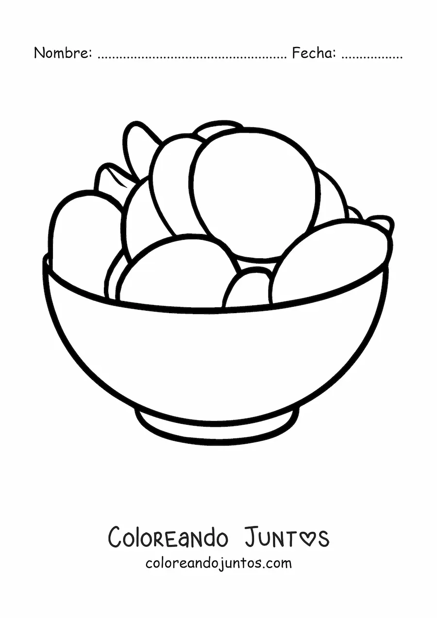Imagen para colorear de un recipiente con patatas chips