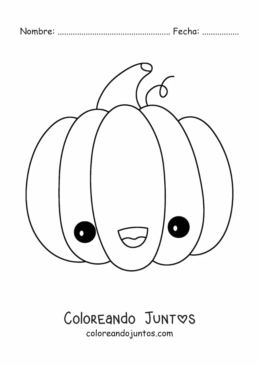 Imagen para colorear de una calabaza kawaii feliz
