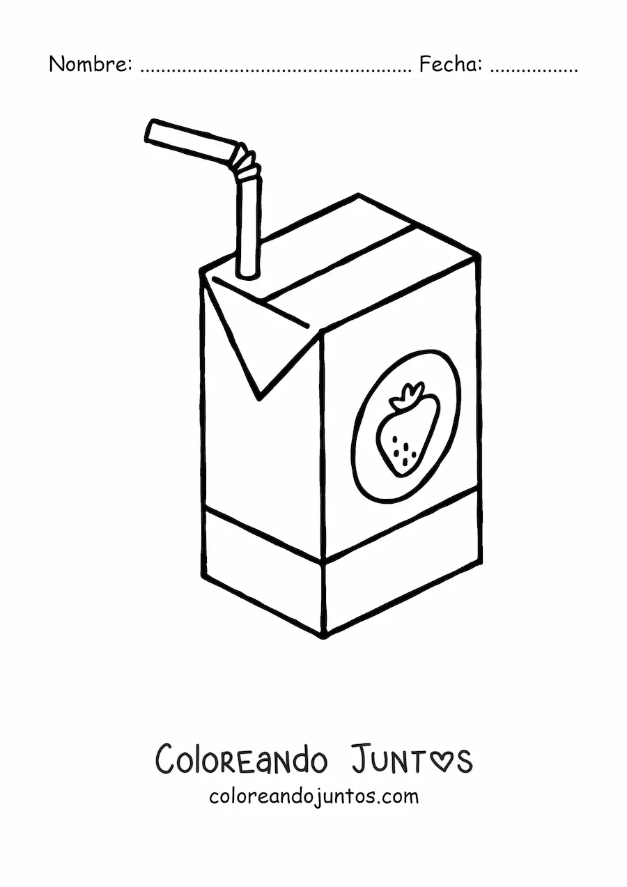 Imagen para colorear de un recipiente de jugo de fresa