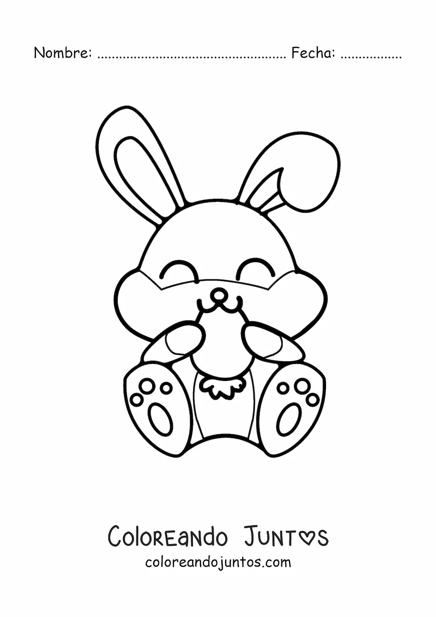 Imagen para colorear de un conejo animado comiendo zanahoria