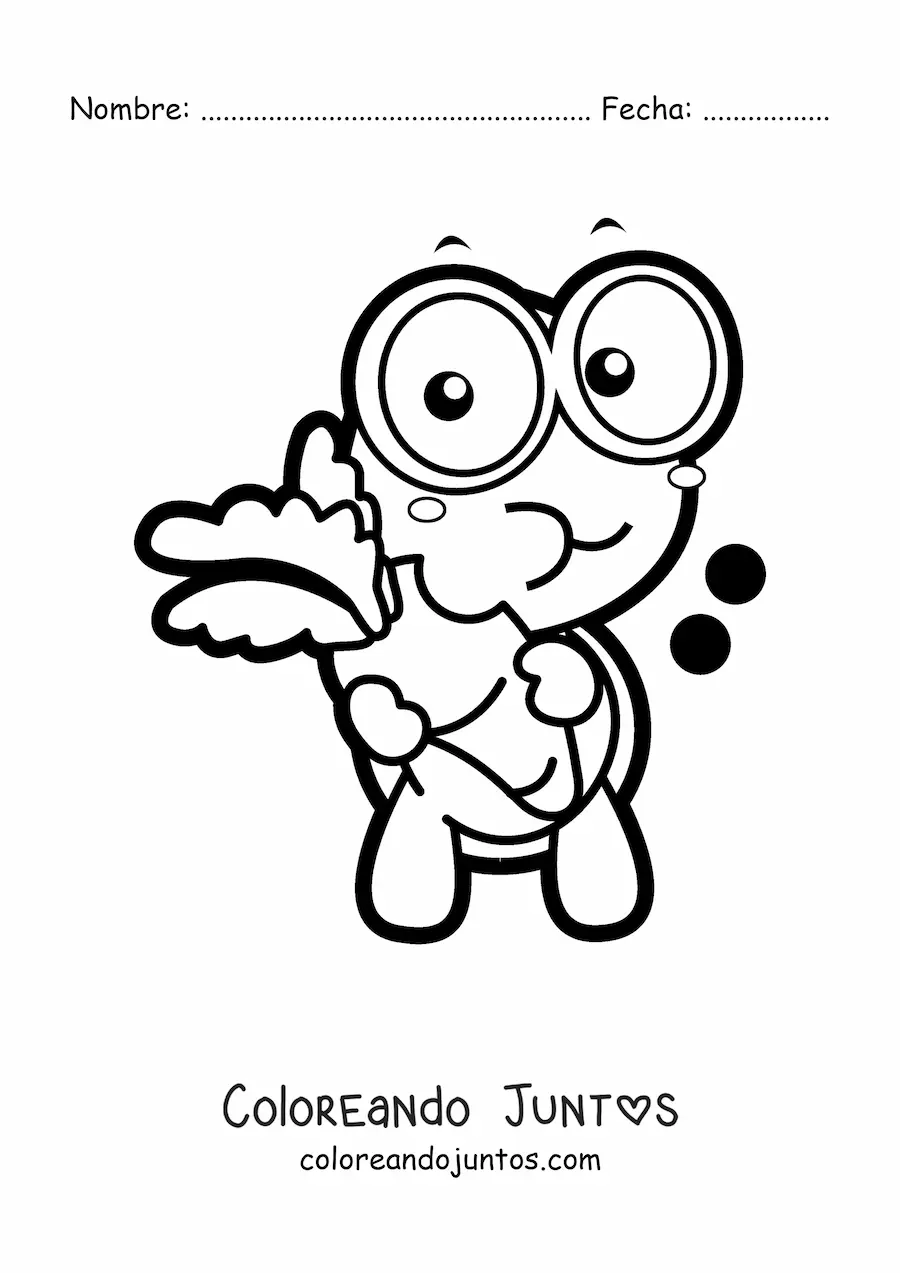 Imagen para colorear de una tortuga kawaii comiendo zanahoria
