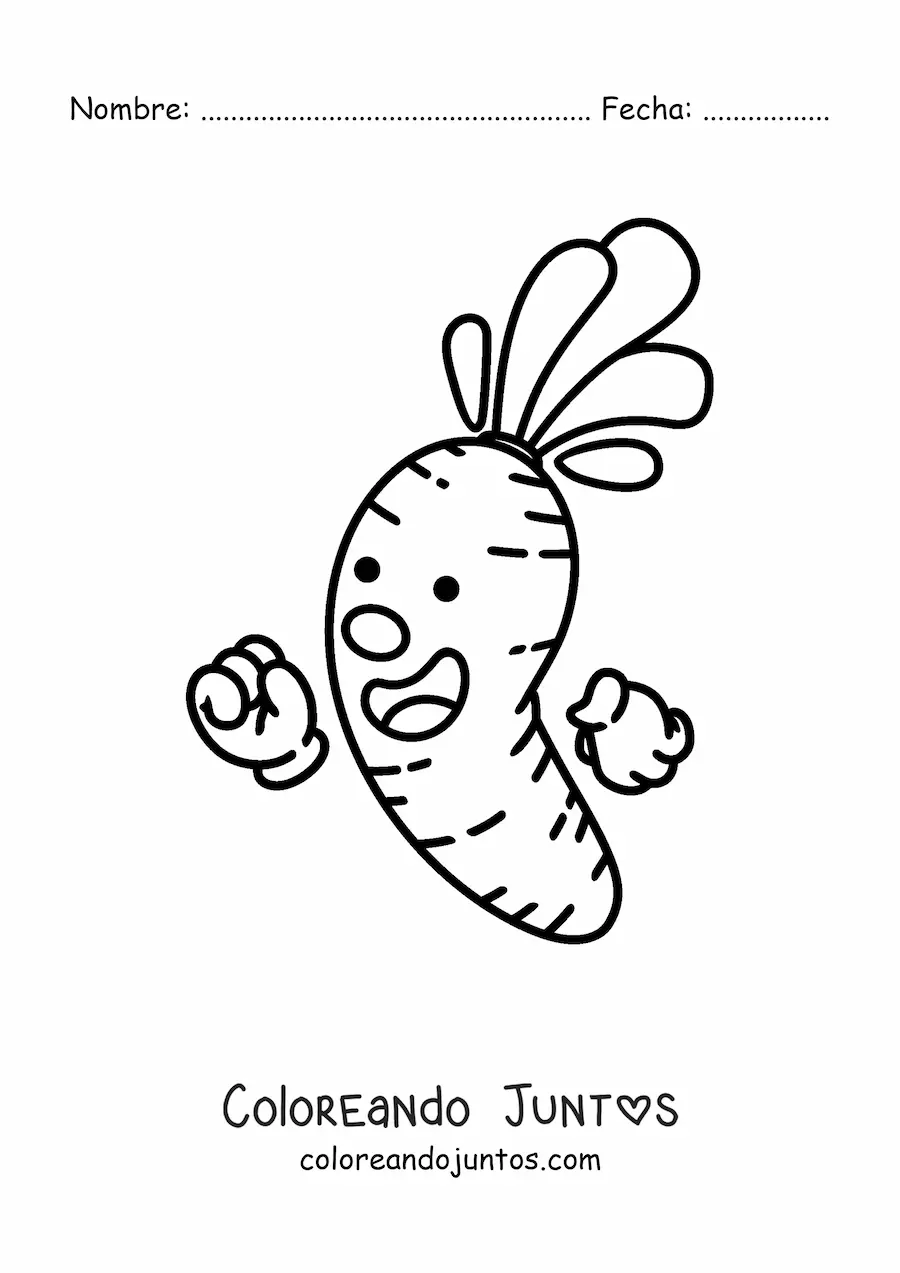 Imagen para colorear de una caricatura de una zanahoria