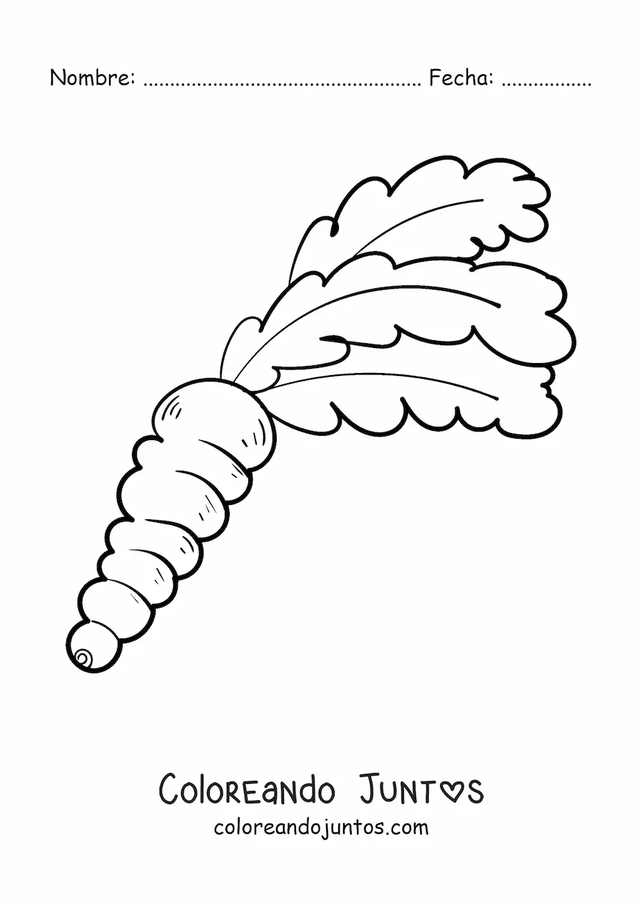 Imagen para colorear de una zanahoria con hojas frondosas
