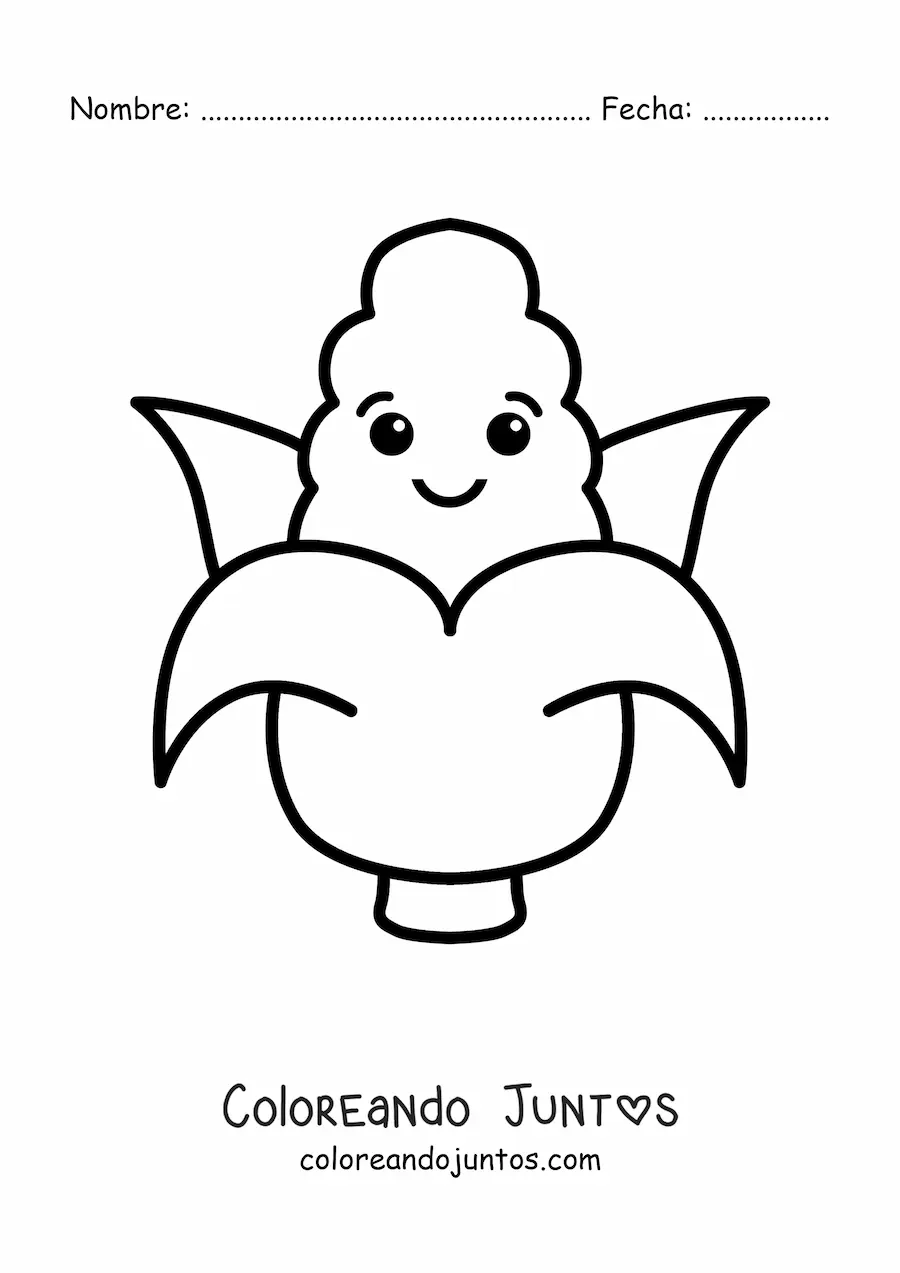 Imagen para colorear de una mazorca de maíz animada