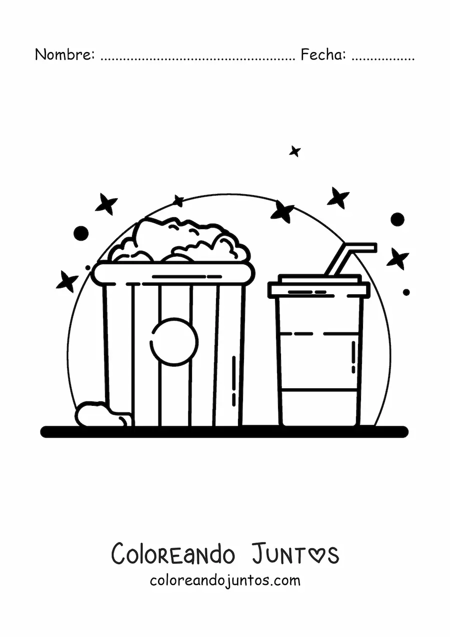 Imagen para colorear de un envase de palomitas de maíz