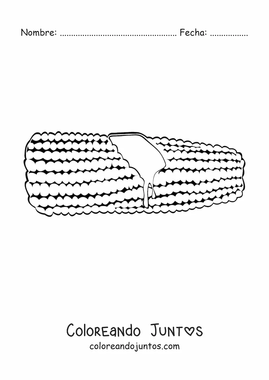 Imagen para colorear de una mazorca de maíz con mantequilla