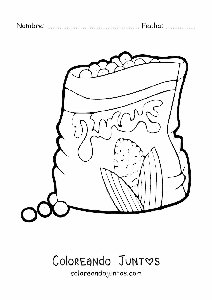 Imagen para colorear de una bolsa de frituras de maíz