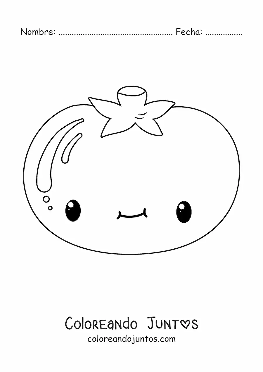 Imagen para colorear de un tomate kawaii