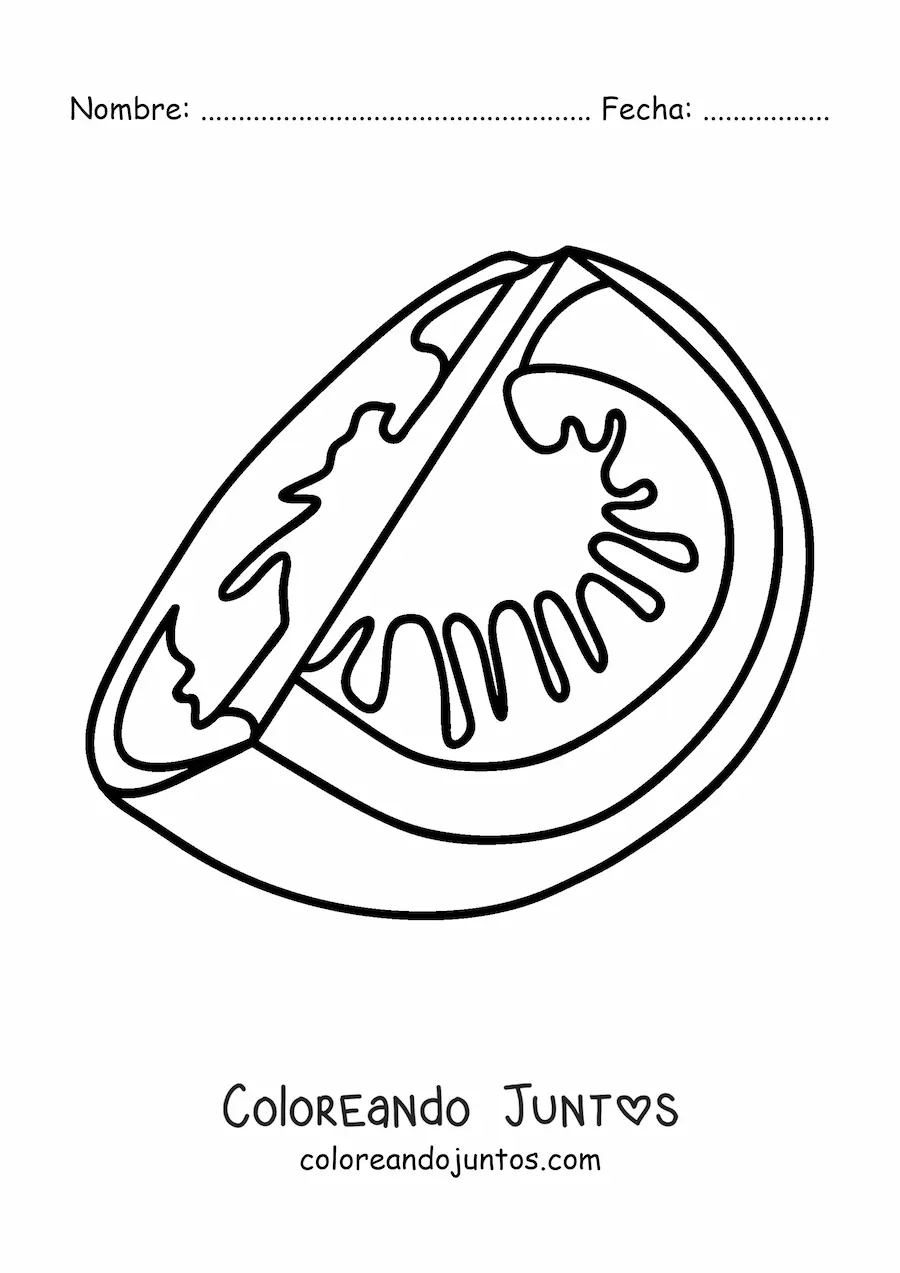 Imagen para colorear de un trozo de tomate