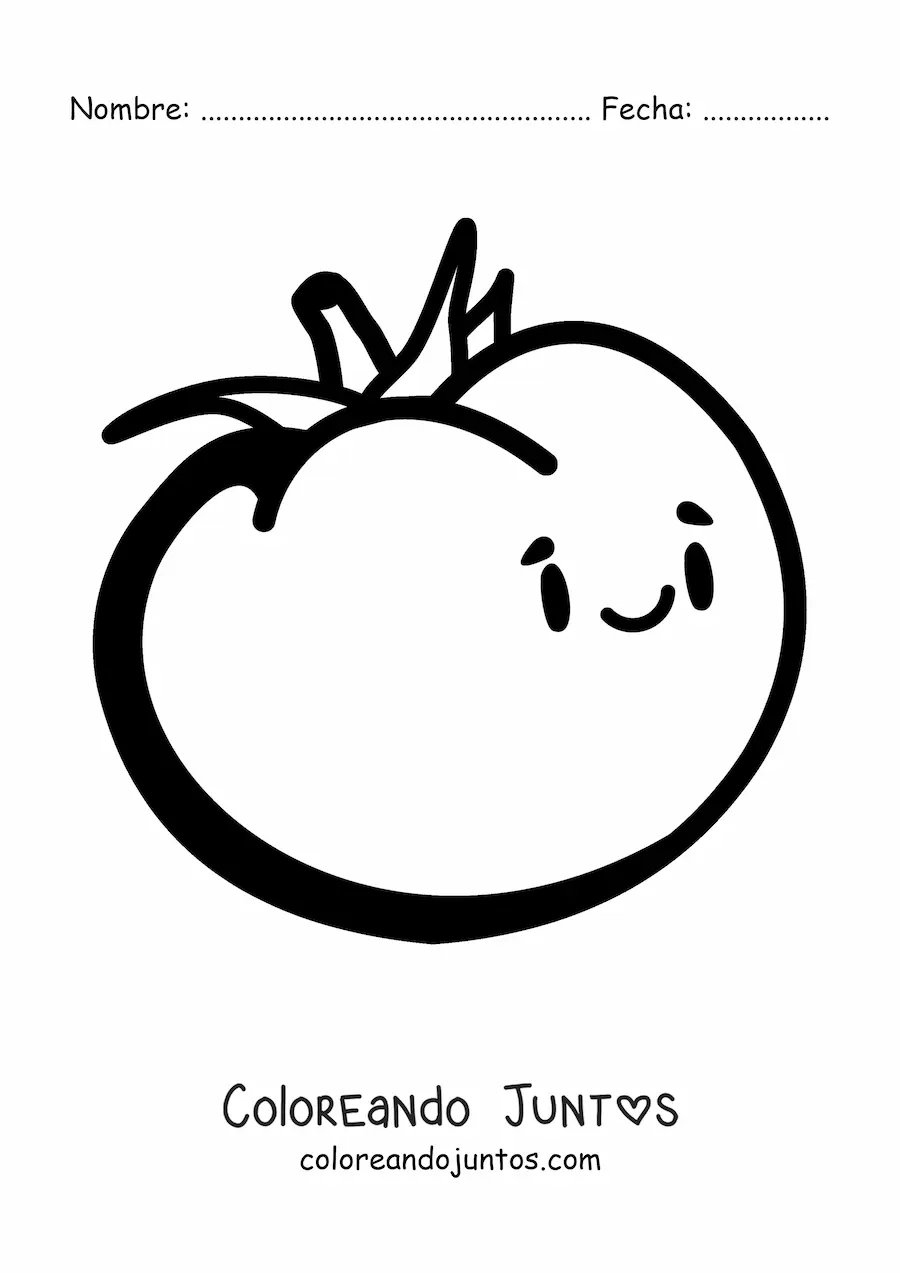 Imagen para colorear de un tomate animado grande