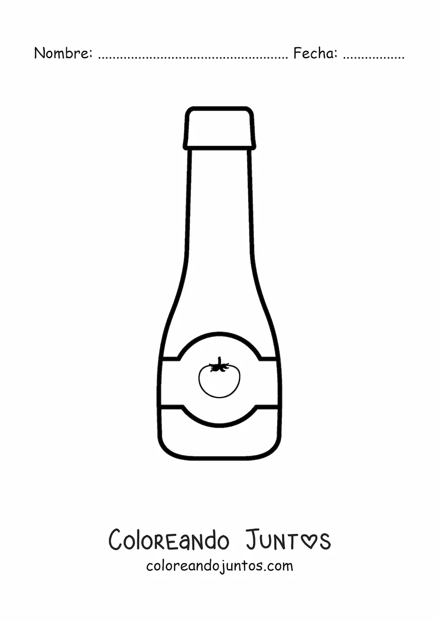 Imagen para colorear de una botella de salsa de tomate