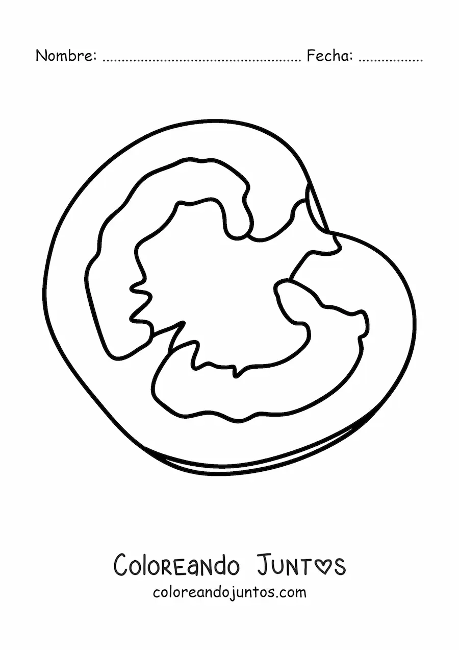 Imagen para colorear de un tomate partido a la mitad