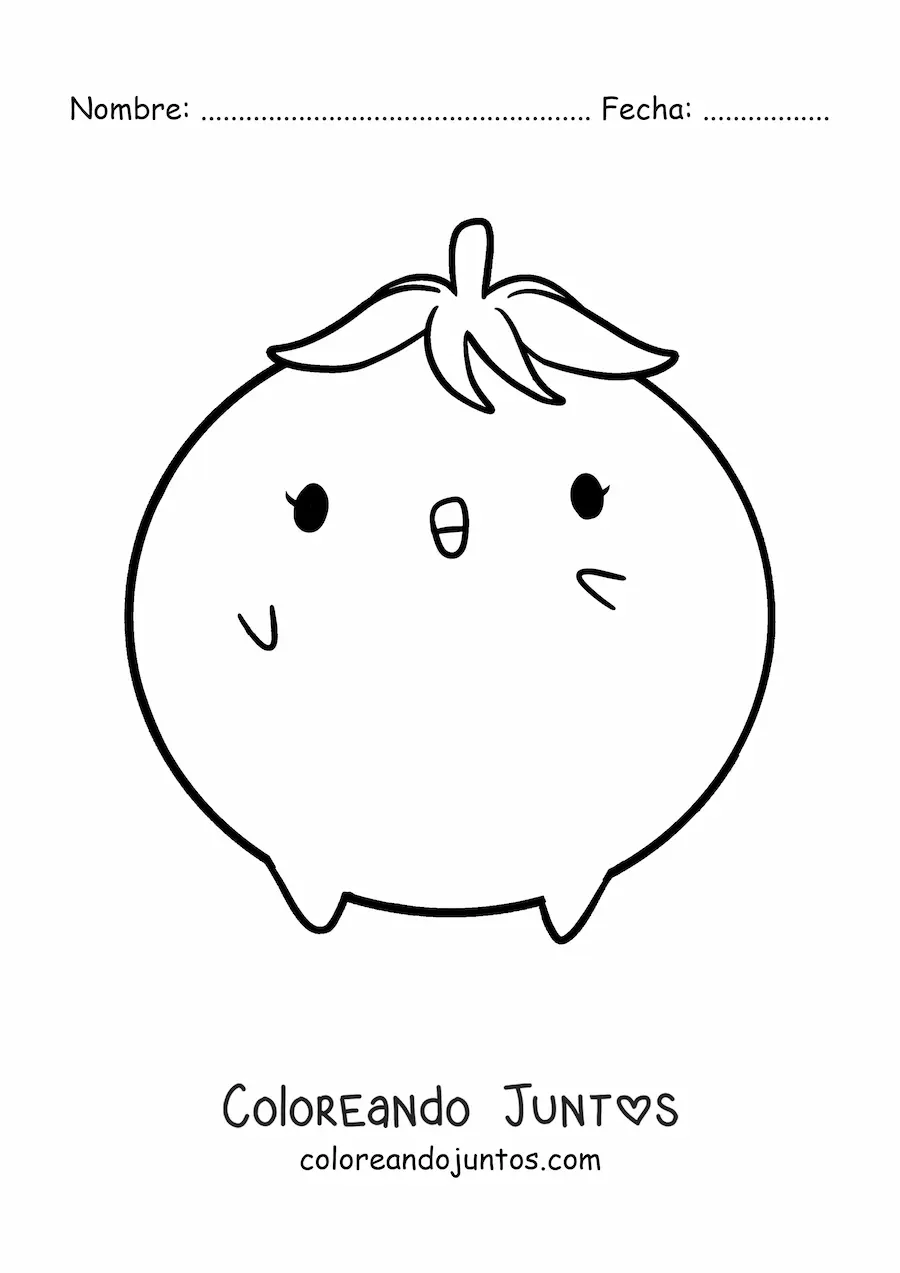 Imagen para colorear de un tomate kawaii feliz