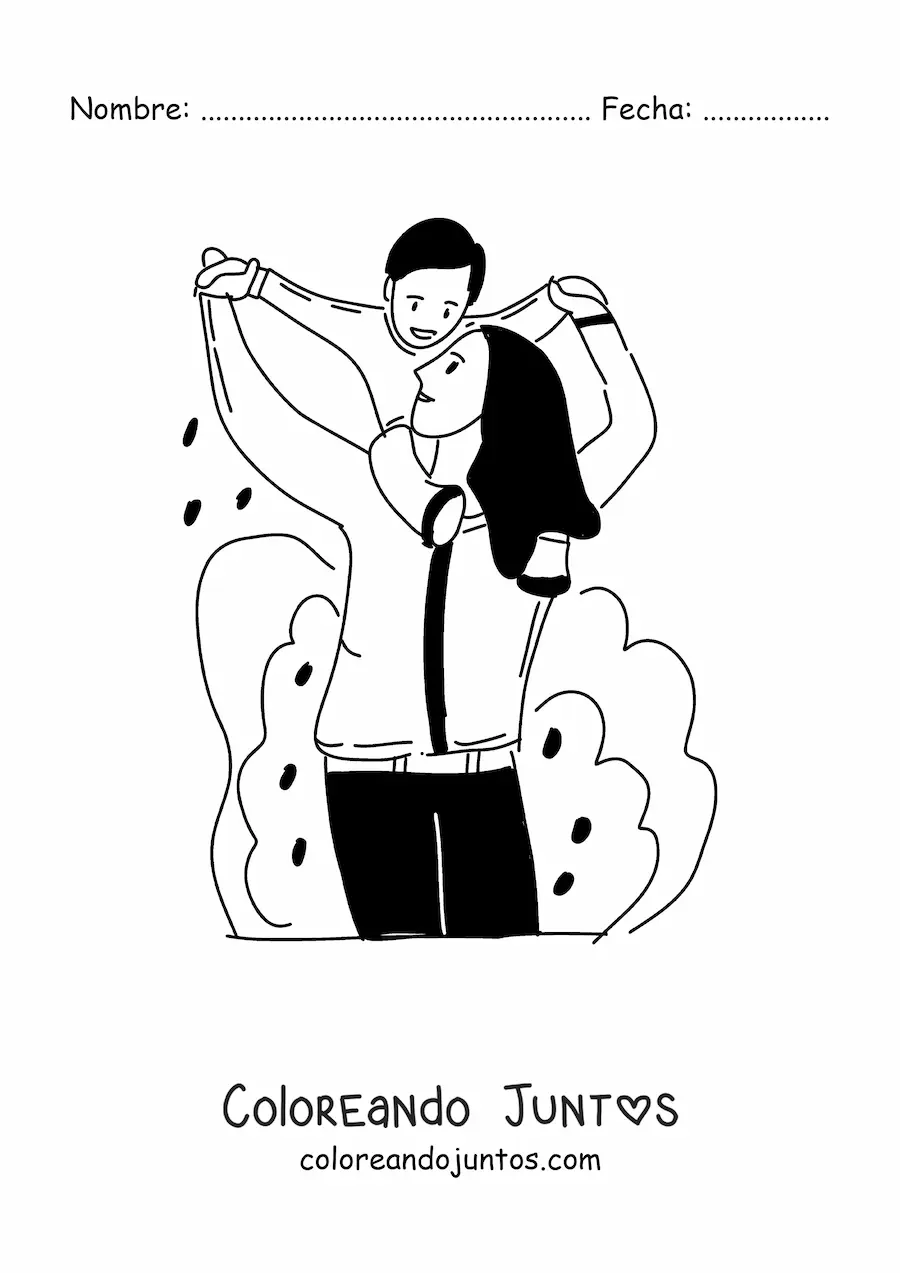 Imagen para colorear de una mamá jugando con su hijo