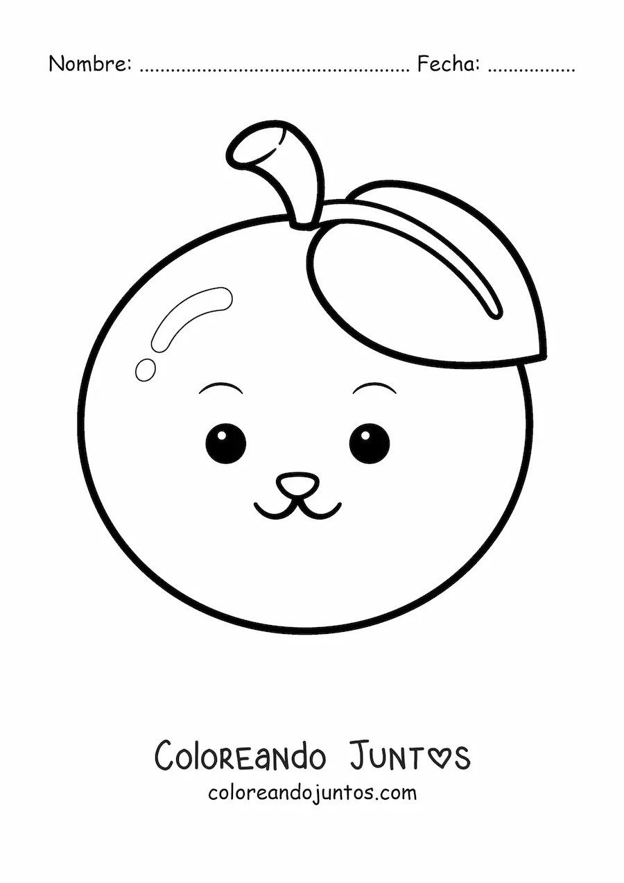 Imagen para colorear de una naranja animada kawaii