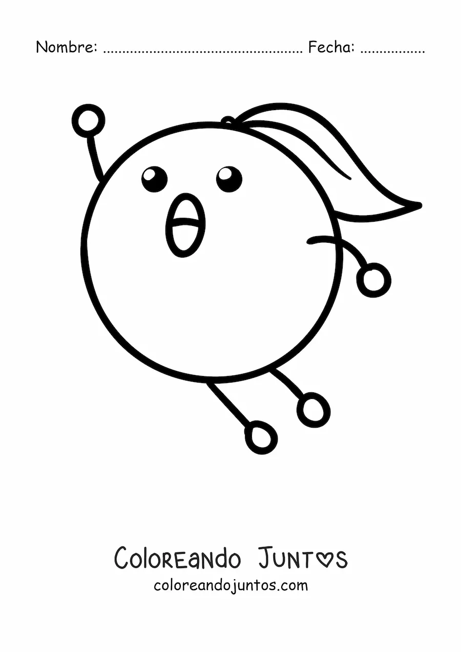 Imagen para colorear de una naranja animada saltando