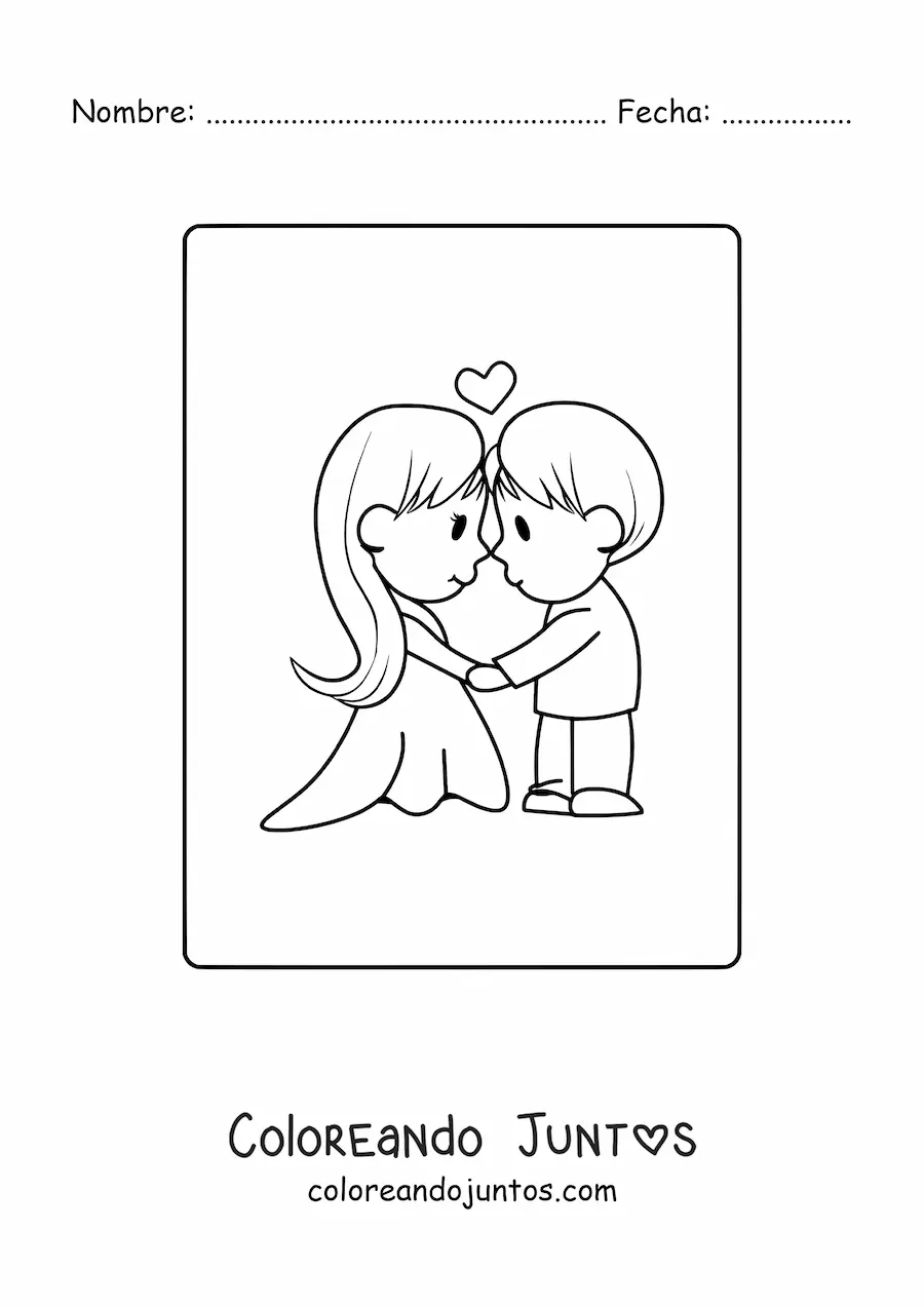 Imagen para colorear de una pareja de enamorados