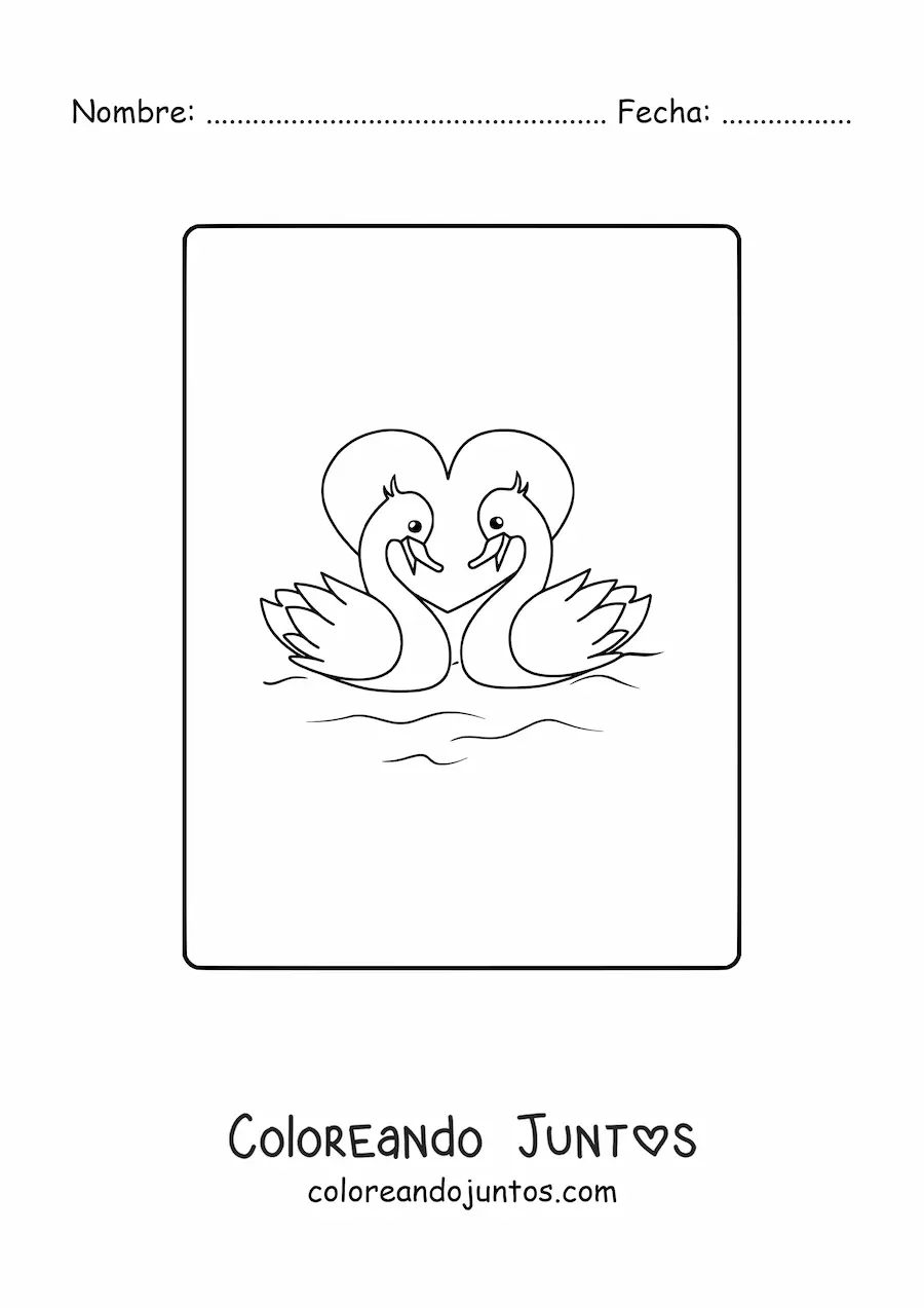 Imagen para colorear de dos patos enamorados