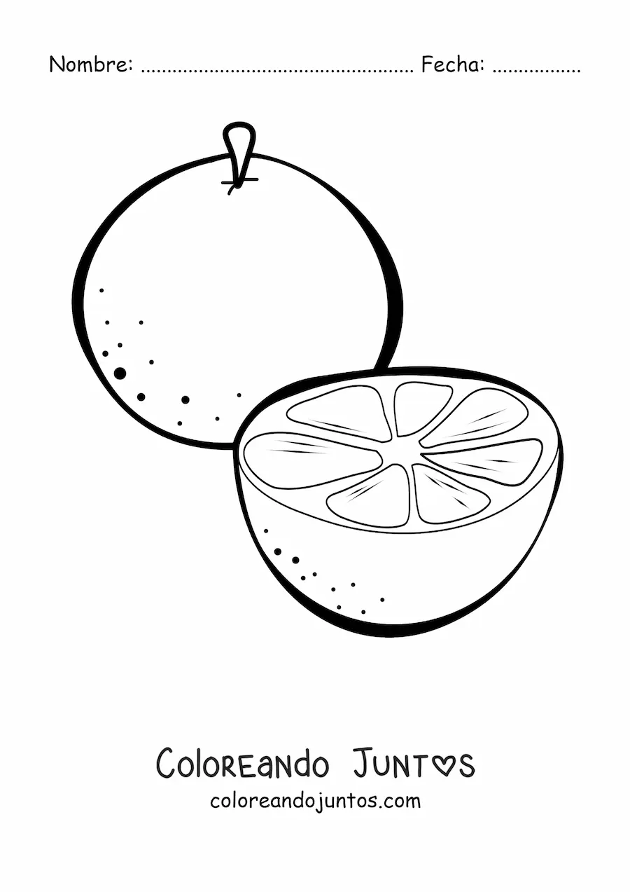Imagen para colorear de una naranja y media