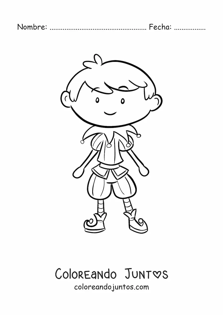 Imagen para colorear de un niño disfrazado de carnaval