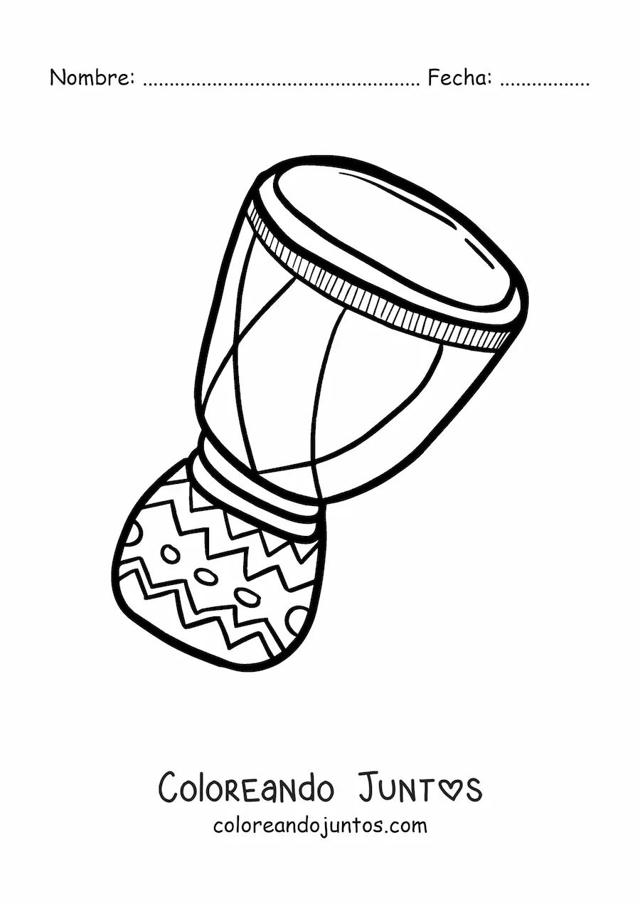 Imagen para colorear de un tambor africano