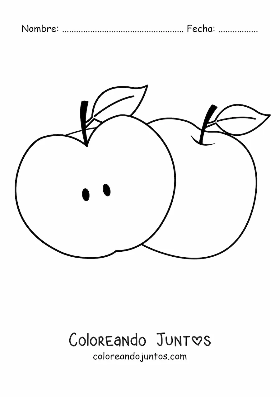 Imagen para colorear de media manzana