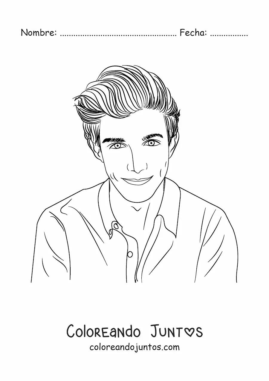 Imagen para colorear de la cara de un hombre joven guapo estilo realista