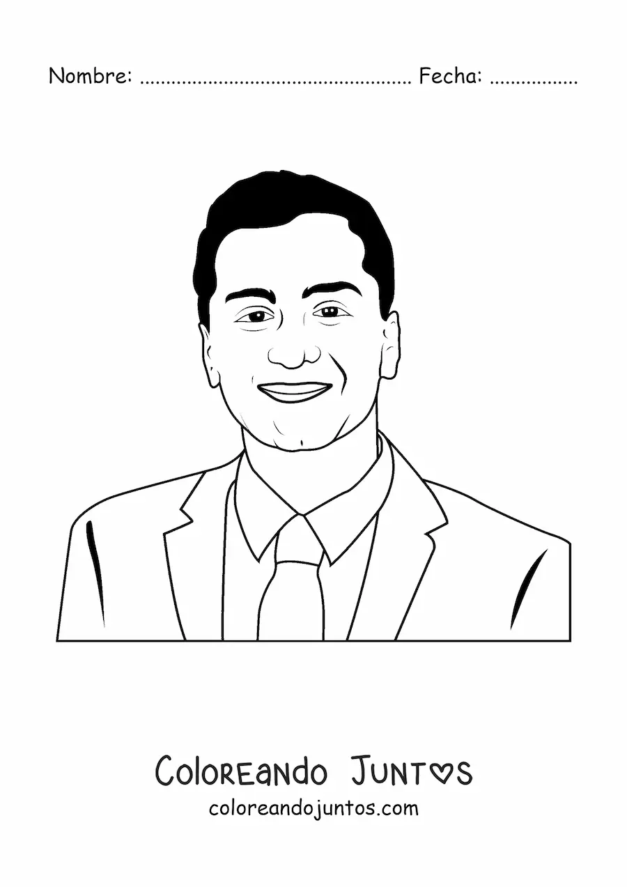 Imagen para colorear de un hombre feliz usando corbata estilo realista