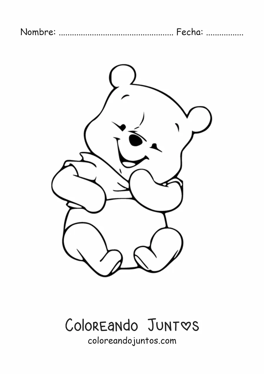 Imagen para colorear de Winnie Pooh bebé sonriente