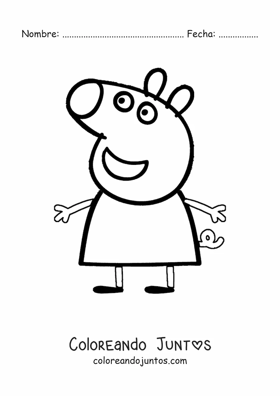 Imagen para colorear de Peppa sonriente